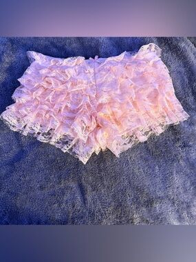 Pink Lace Ruffle Skort for Women